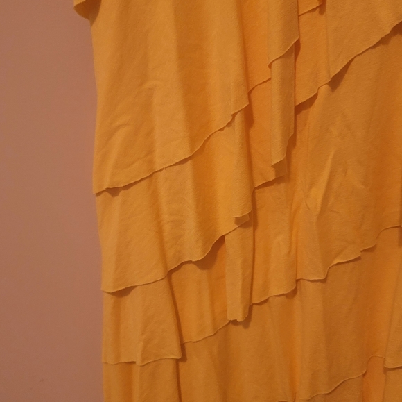 NWT Calvin Klein Yellow Ruffle Tier Sleeveless Dress Size 10 - Picture 3 of 5